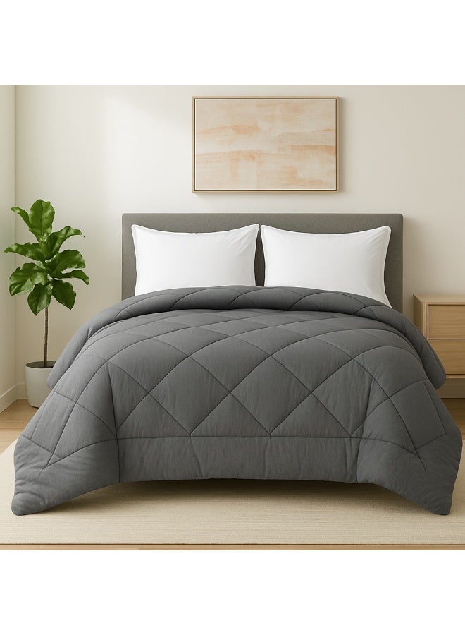 Tiba Plain Quilt Grey 160x235cm - Image 1