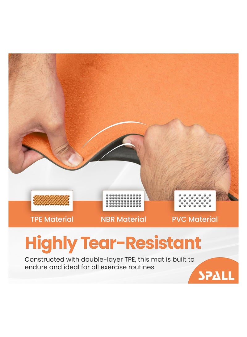 سبال بساط اليوجا للتمرين، بساط غير قابل للانزلاق مع خطوط موضعية وسطح نسيج TPE صديق للبيئة ومقاوم للعرق ومضاد للتمزق، مثالي لليوجا والبيلاتيس وممارسة الرياضة ومناسب للرجال والنساء - Image 4