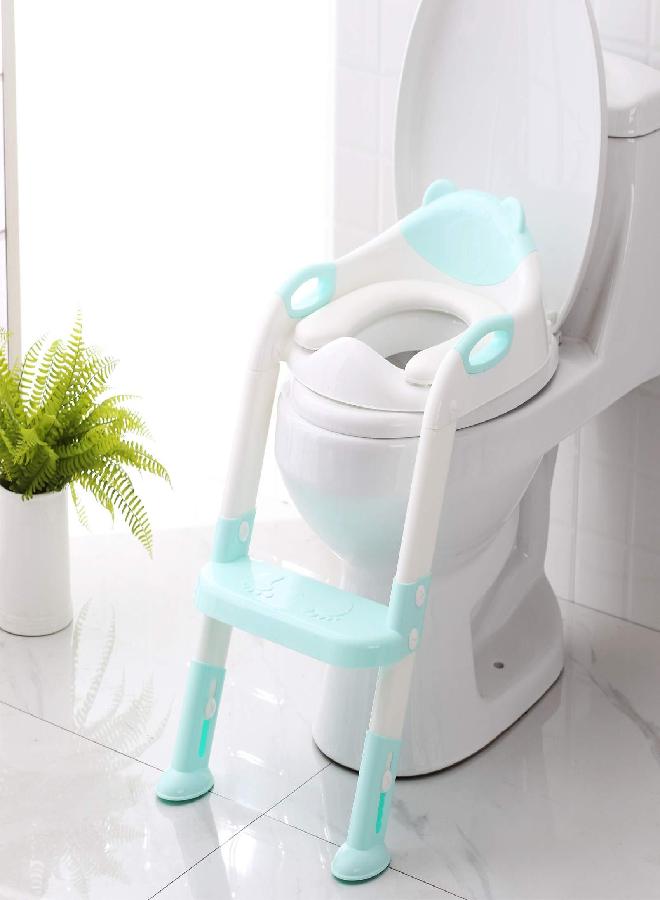 SKYROKU SKYROKU Potty Training Toilet for Kids Boys Girls Toddlers-Comfortable Safe Potty Seat with Anti-Slip Pads Step Stool Ladder (Blue)  - Image 1