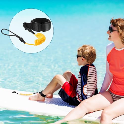 Sumind 2 Pieces Surf Board Leashes Coiled Leash Rope Paddle Board Surfboard Leash Compatible with SUP Surfing Leg Rope Leash Surf Straps Stay on Board Ankle Strap Ankle Accessory for Surfing (Orange) - Image 4
