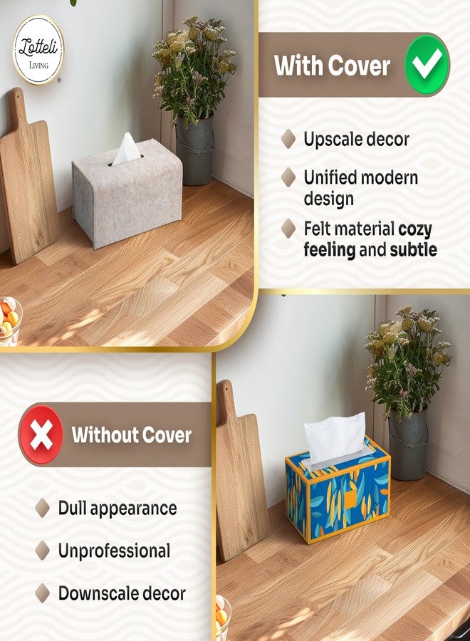 LOTTELI KITCHEN Felt Tissue Box Cover, Rectangle, Modern Design, Compatible with Kleenex Puffs Kirkland Boxes 9.25 x 4.72 x 4.53” - Single - Image 4