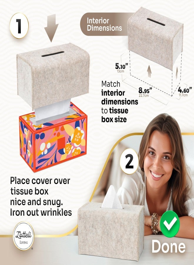 LOTTELI KITCHEN Felt Tissue Box Cover, Rectangle, Modern Design, Compatible with Kleenex Puffs Kirkland Boxes 9.25 x 4.72 x 4.53” - Single - Image 3