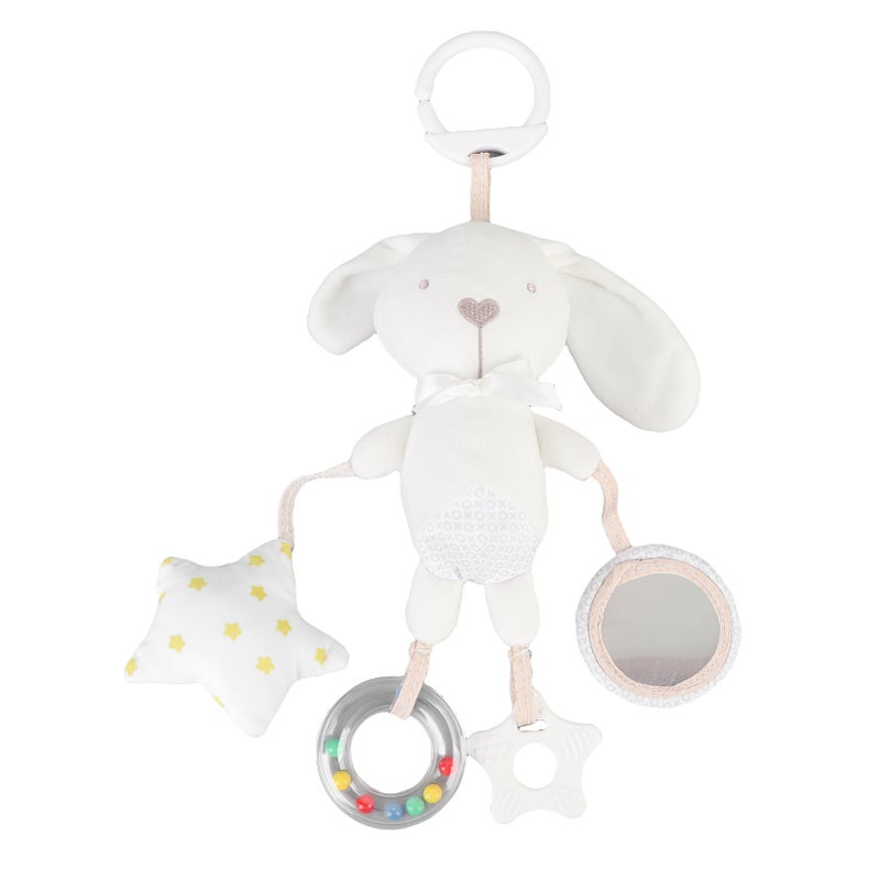 Baby Crib Hanging Rattles Toy Cute Bunny Clip On Plush Hanging Toy with BB Sound for Infant - Image 1