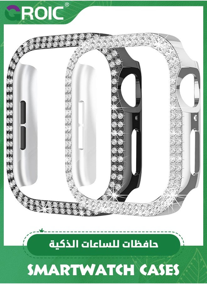 GROIC 2 Pack Compatible for Apple Watch Case with Screen Protector 40mm SE Series 6/5/4, Bling Cover Diamonds Rhinestone Bumper Protective Frame for iWatch Girl Women  - Image 1