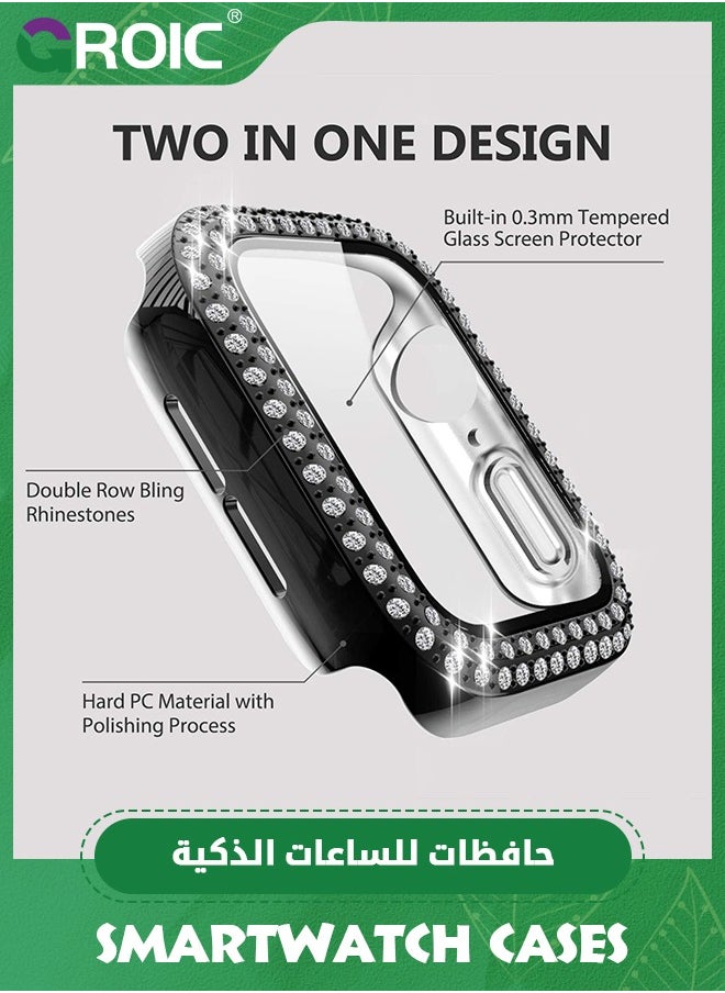 GROIC 2 Pack Compatible for Apple Watch Case with Screen Protector 40mm SE Series 6/5/4, Bling Cover Diamonds Rhinestone Bumper Protective Frame for iWatch Girl Women  - Image 3