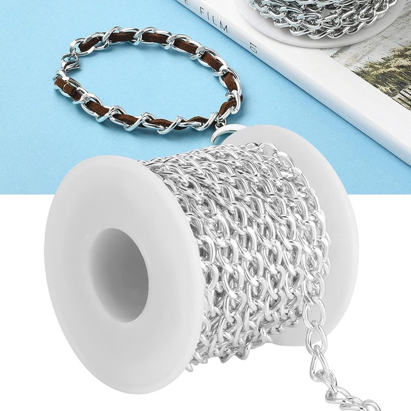 woobles Aluminium Chain Twisted Links with Spool Bracelet Necklace Jewelry Making DIY Accessories (Silver） - Image 2