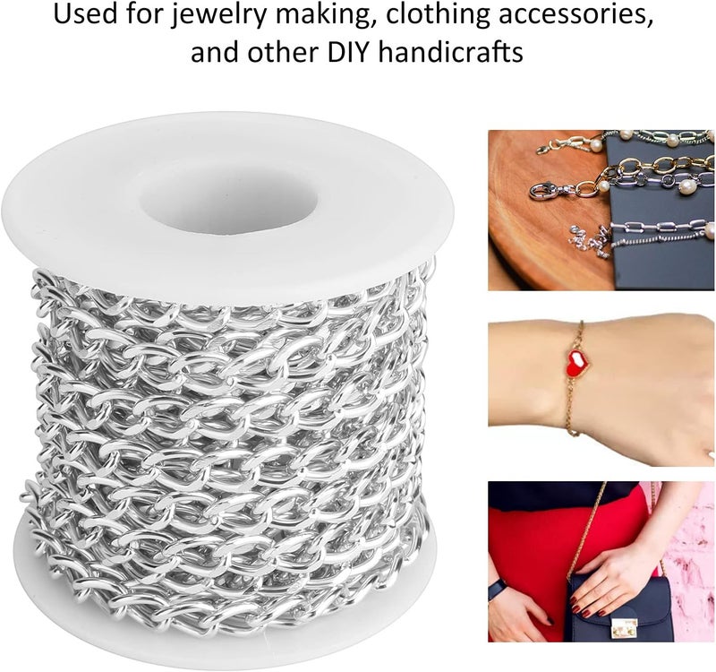 woobles Aluminium Chain Twisted Links with Spool Bracelet Necklace Jewelry Making DIY Accessories (Silver） - Image 4