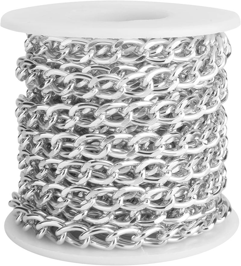 woobles Aluminium Chain Twisted Links with Spool Bracelet Necklace Jewelry Making DIY Accessories (Silver） - Image 1
