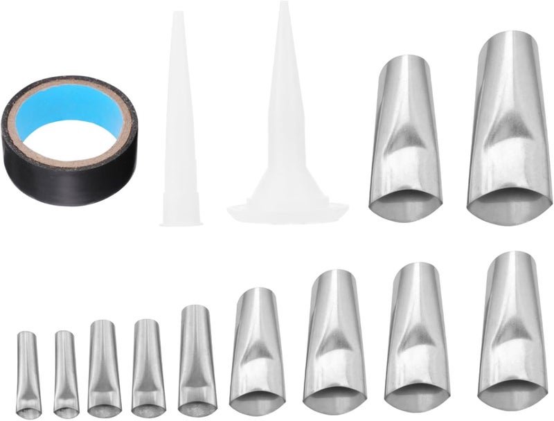 17pcs Caulking Nozzle Kit Stainless Steel Scraper Tool Sealant Mastic Window Sealer Caulking Sealer - Image 1