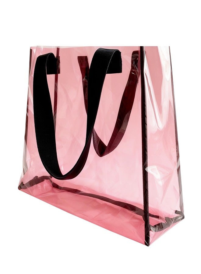 TotePrint Clear Large Tote Bag - Versatile, Waterproof, Stain Resistant, Transparent Shoulder Tote Bag for Work (Busty Pink) - Image 1