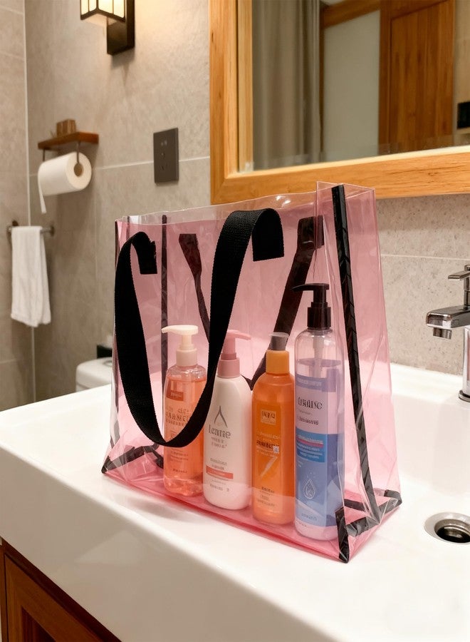 TotePrint Clear Large Tote Bag - Versatile, Waterproof, Stain Resistant, Transparent Shoulder Tote Bag for Work (Busty Pink) - Image 5