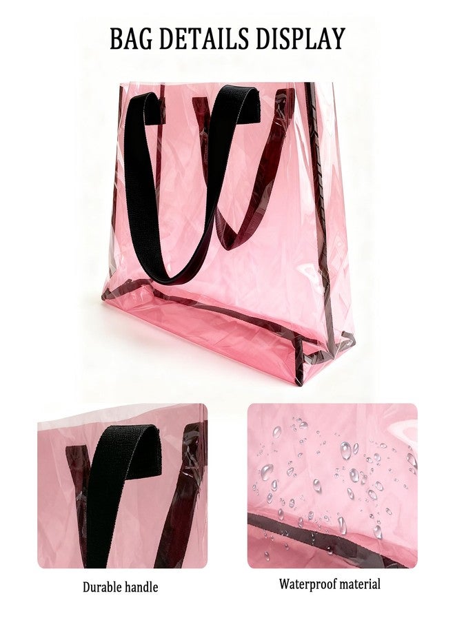 TotePrint Clear Large Tote Bag - Versatile, Waterproof, Stain Resistant, Transparent Shoulder Tote Bag for Work (Busty Pink) - Image 4