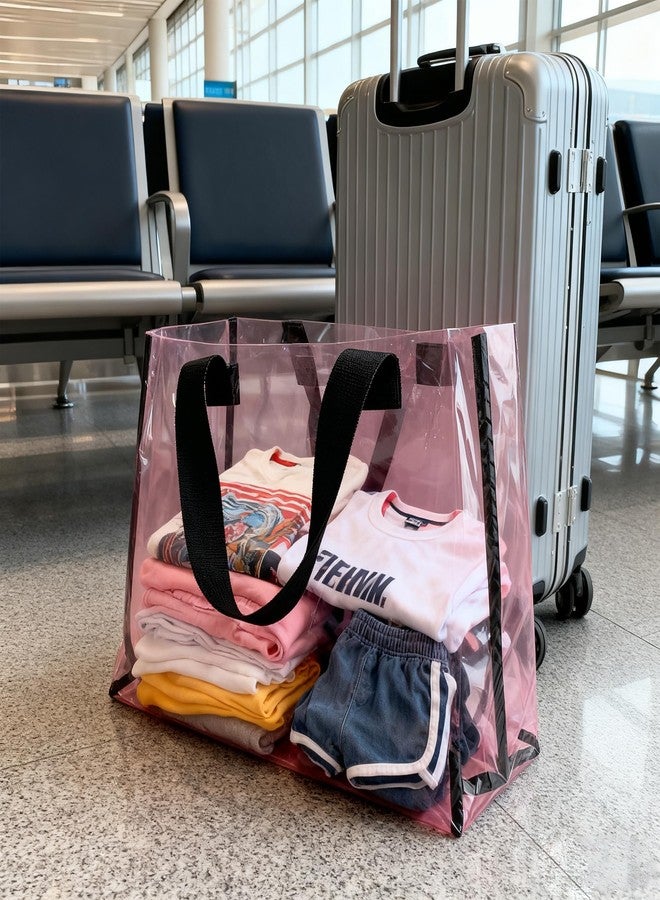 TotePrint Clear Large Tote Bag - Versatile, Waterproof, Stain Resistant, Transparent Shoulder Tote Bag for Work (Busty Pink) - Image 2