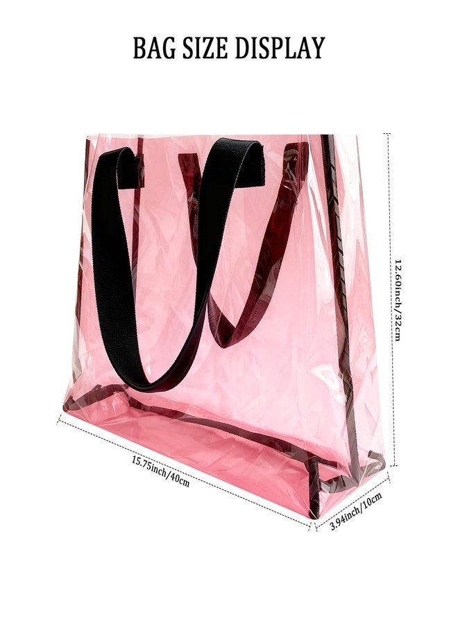 TotePrint Clear Large Tote Bag - Versatile, Waterproof, Stain Resistant, Transparent Shoulder Tote Bag for Work (Busty Pink) - Image 3