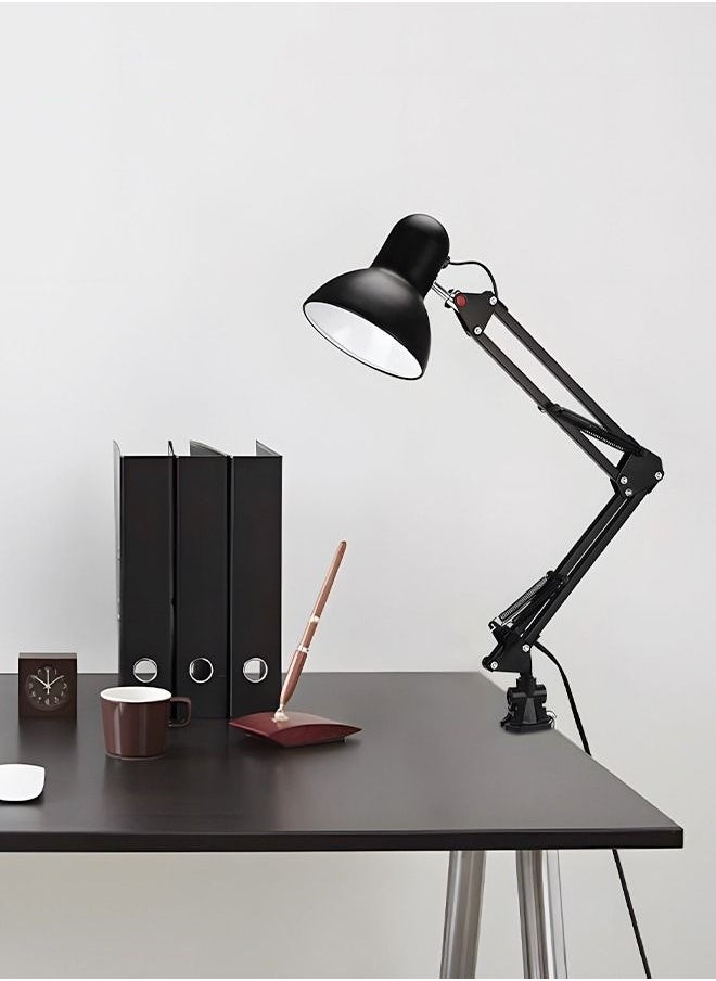 MIXDE Adjustable Gooseneck Table Lamp Black Metal Desk Lamp With Interchangeable Base And Clamp Base  - Image 1