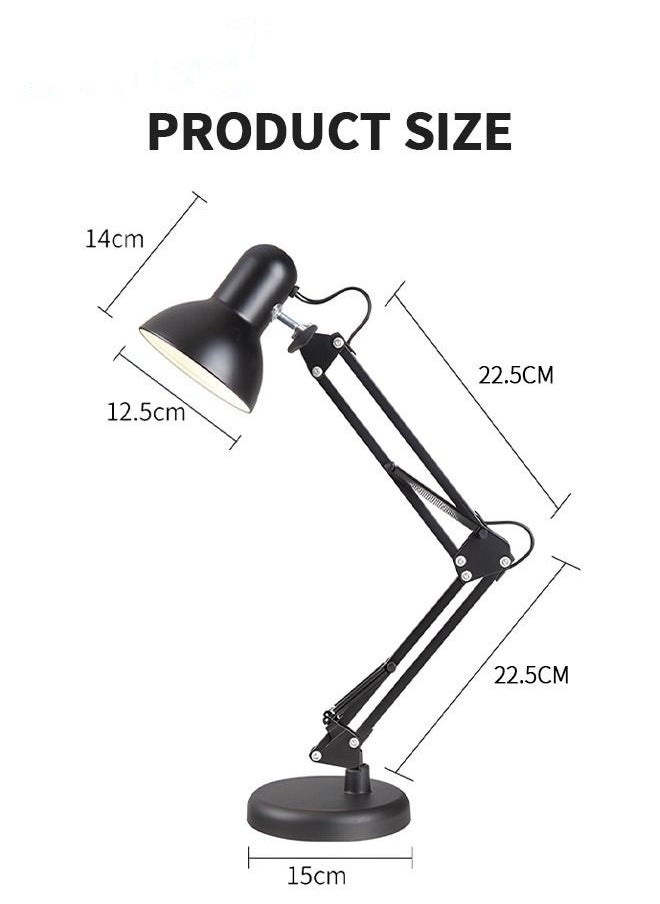 MIXDE Adjustable Gooseneck Table Lamp Black Metal Desk Lamp With Interchangeable Base And Clamp Base  - Image 3
