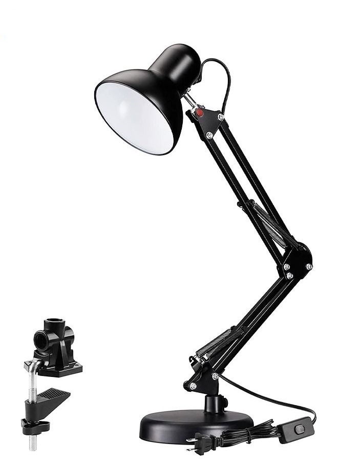 MIXDE - Adjustable Gooseneck Table Lamp Black Metal Desk Lamp With Interchangeable Base And Clamp Base - Image 1