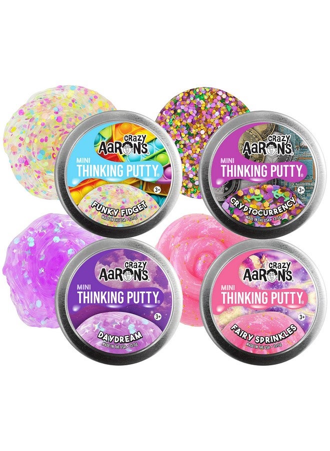 Matty's Toy Stop Crazy Aaron'S Putty Mini Tins Funky Fidget, Daydream, Cryptocurrency & Fairy Sprinkles Gift Set Bundle - 4 Pack (13.3G Each) - Image 1