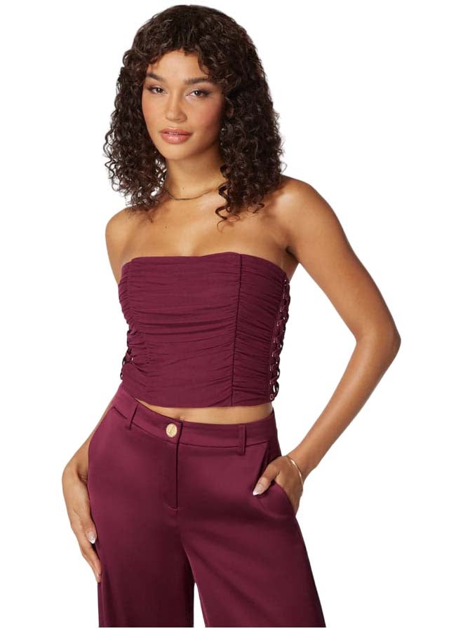 bebe Rushed Mesh Combo Satin Corset - Image 1