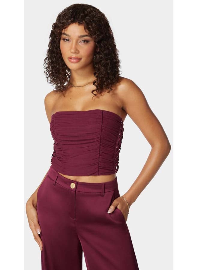 bebe Rushed Mesh Combo Satin Corset - Image 2