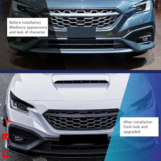Oreilet Front Bumper Lip Spoiler, 3 Pcs Automotive Front Lip Splitter Replacement for STI VB 2022 Onwards, Car Bumper Splitter Chin Spoiler Diffuser Protector, Accessories - Image 2