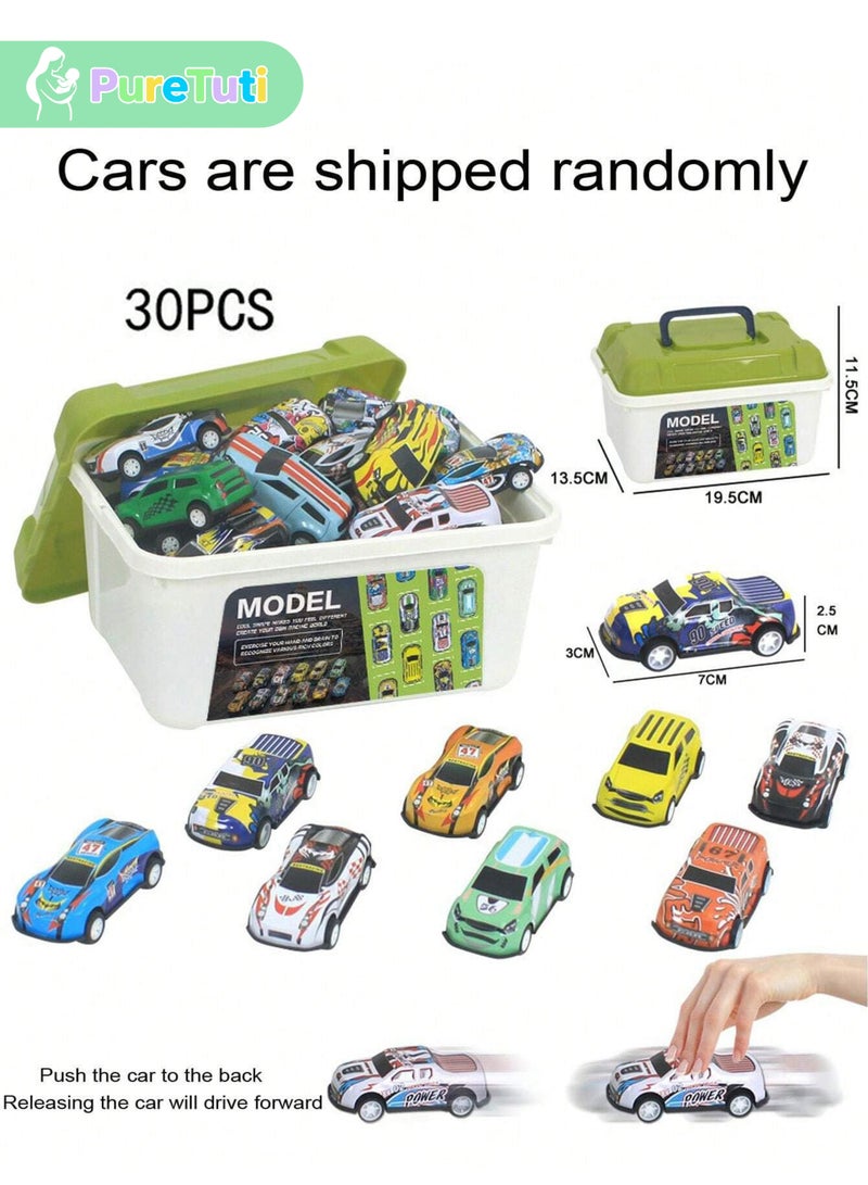 PureTuti 30 pull-back cars of various shapes with storage boxes, children's toys, toy cars, toys - Image 3