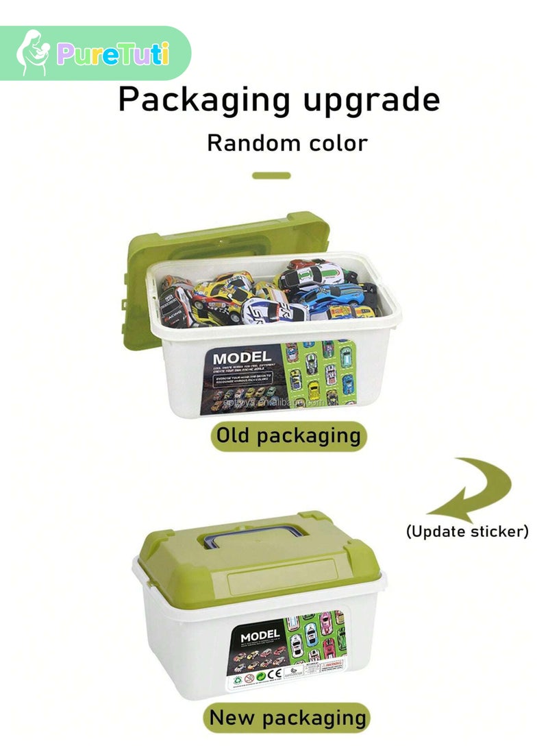 PureTuti 30 pull-back cars of various shapes with storage boxes, children's toys, toy cars, toys - Image 2