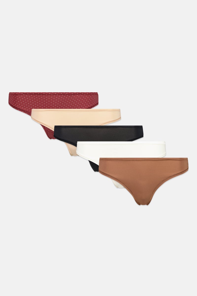 Rene Rofe Essentials By Rene Rofe Women 5 Pieces Plain Pull On Panties, Multicolor - Image 2