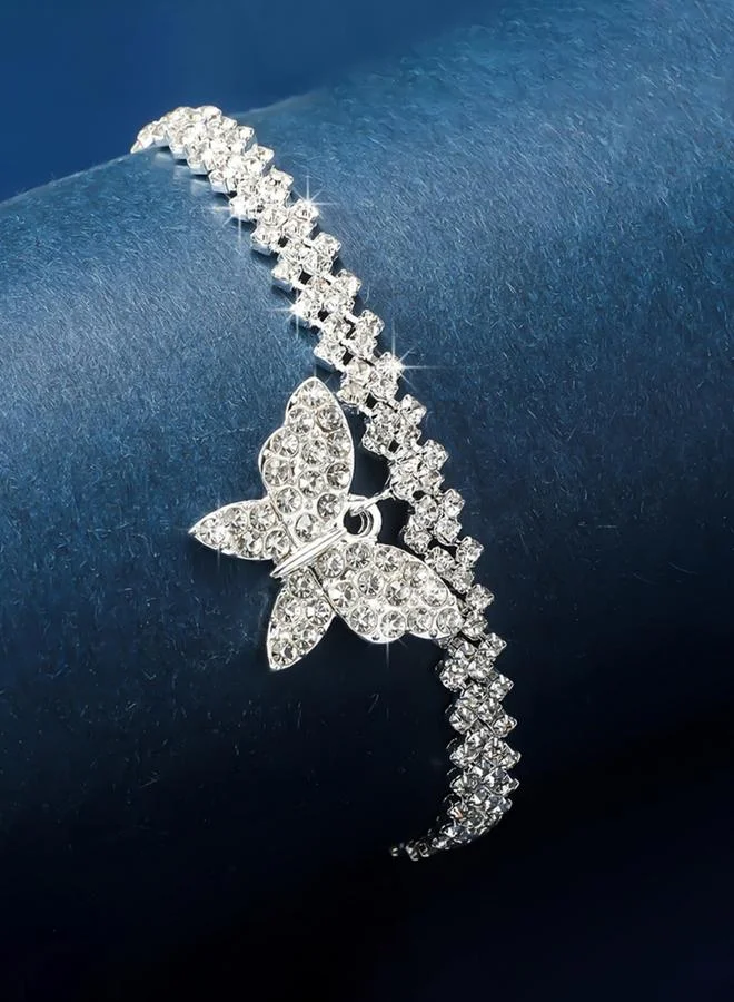 Take Two  Rhinestone Butterfly Inlaid Charm Bracelet for Women | Best Price UAE