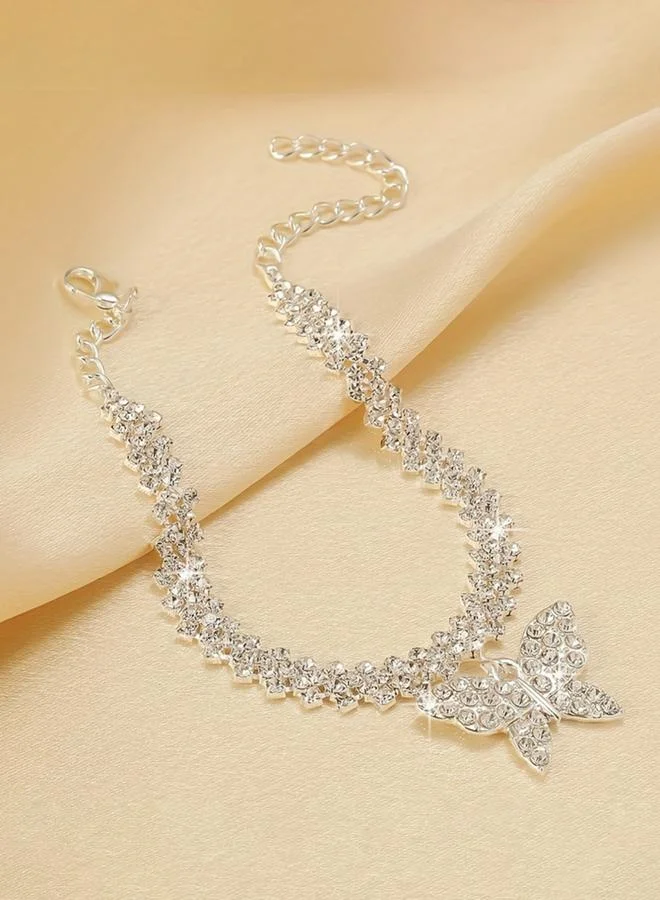 Take Two  Rhinestone Butterfly Inlaid Charm Bracelet for Women | Best Price UAE