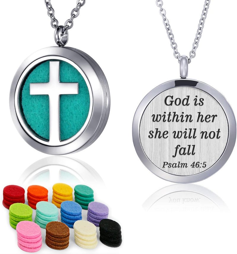 قلادة معطر زيت أساسي من YOUFENG شجرة الحياة صليب قلادة عطرية هدية عيد الأم