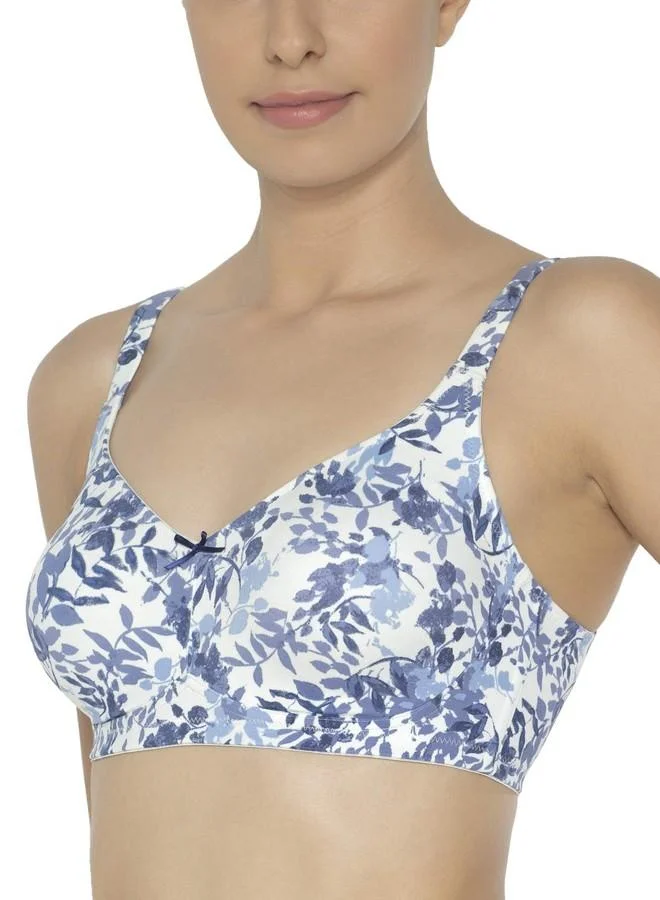 ترايامف Triumph Minimizer Bra for Women| Non Wired Non Padded Minimizer Bra My Flower Series Full Coverage Lingerie Wireless Floral Microfiber Support Bra Klein Blue 34D Pack of 1