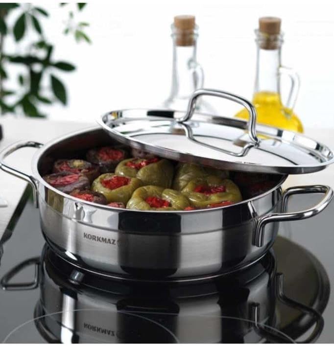 Practical versatile construction A1030 Low Casserole with lid 30X10cm 7L | Stainless Steel Induction Compatible Cooking Pot | Silver Long term heavy use compatible - Image 3