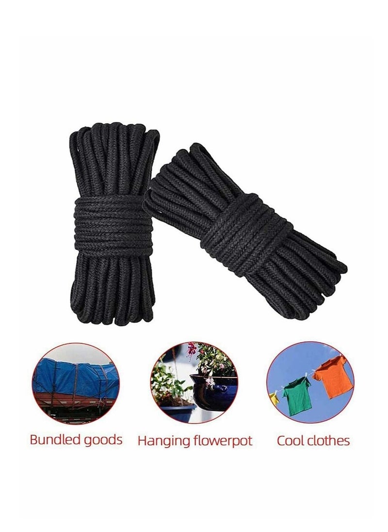 Excefore 2 Roll 10M Soft Black Cotton Rope, for Wall Hanging, Decor Crafts Projects Macrame Knotting and Home Decoration  - Image 1