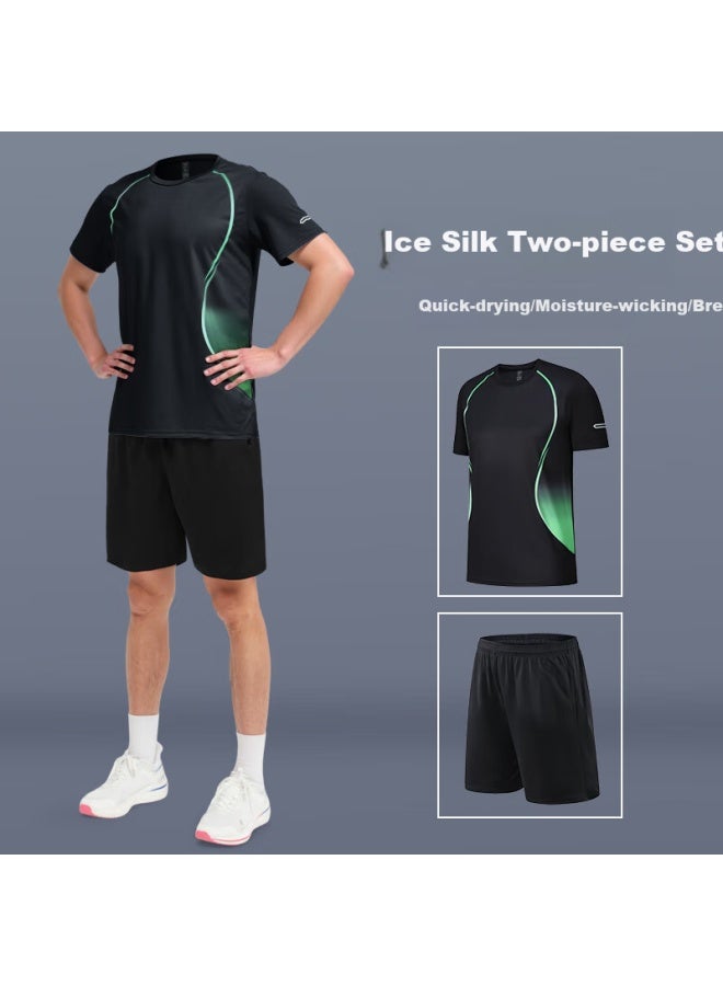 Buruite Men's Ice Silk Sports Suit Badminton Fitness Quick-drying Summer Table Tennis T-shirt Tennis Clothing Running - Image 1
