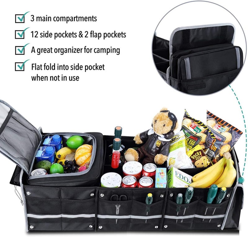 MOTIM منظمات صندوق السيارة Car Trunk Organizers Applicable for Multiple Models, Pack Portable Insulation Cooler Bag, Washable Car Storage Bag, Insulated Leak Proof Cooler Bag - Image 4