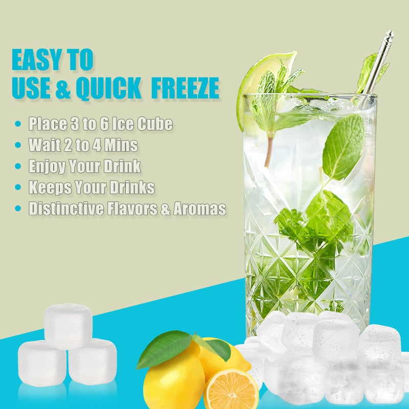 Nonley Reusable Ice Cubes for Drinks, 20 Pack Refreezable Plastic Ice Cubes BPA Free, Chills Drinks Without Diluting, Washable Fake Ice Cubes for Cocktails, Wine, Beer or Coffee Easy To Use - Image 3