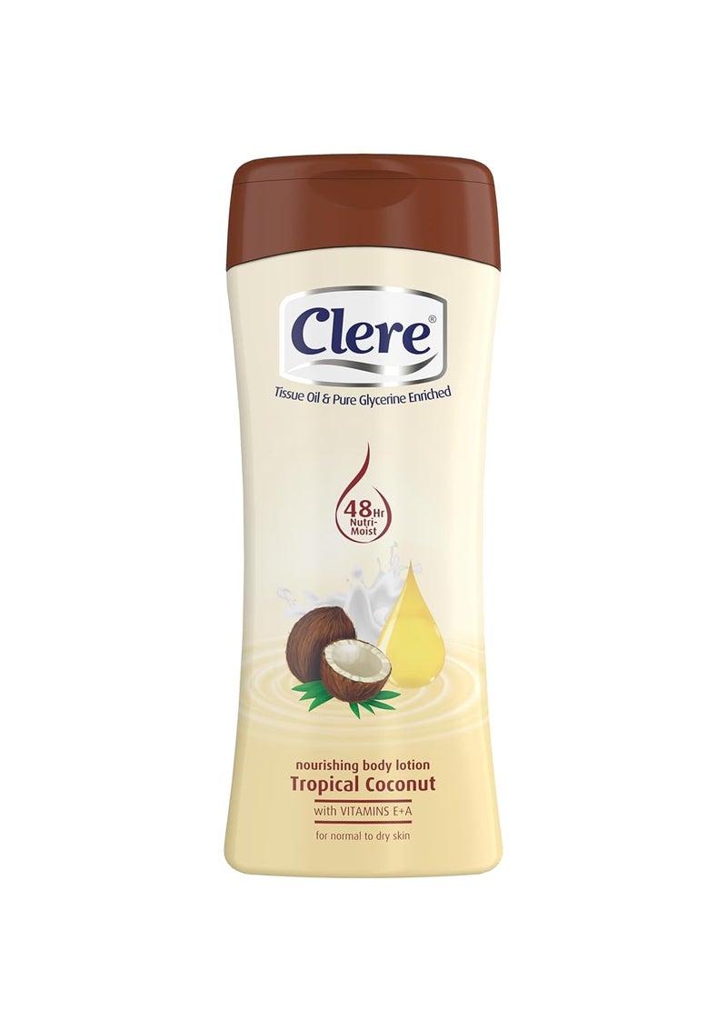 CLERE Hand and Body Lotion Nourishing Tropical Coconut With Glycerine and Vitamin E  A 400 ml Pack of 1