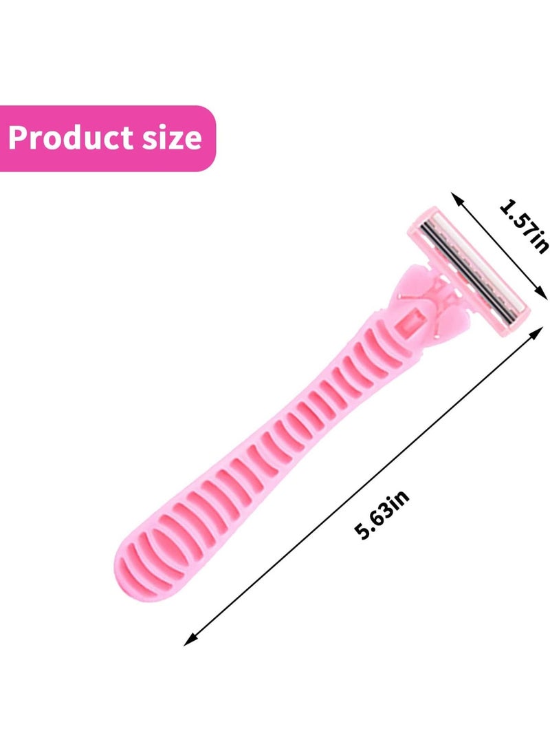 مجموعة حلاقة باللون الوردي مكونة من 2 قطعة مع 8 رؤوس استبدال، تحتوي على 3 شفرات قابلة للتبديل وعلبة تخزين للنساء والفتيات، تصميم بثلاث طبقات من الشفرات المصنوعة من الفولاذ المقاوم للصدأ، مناسبة للبشرة الحساسة - Image 2