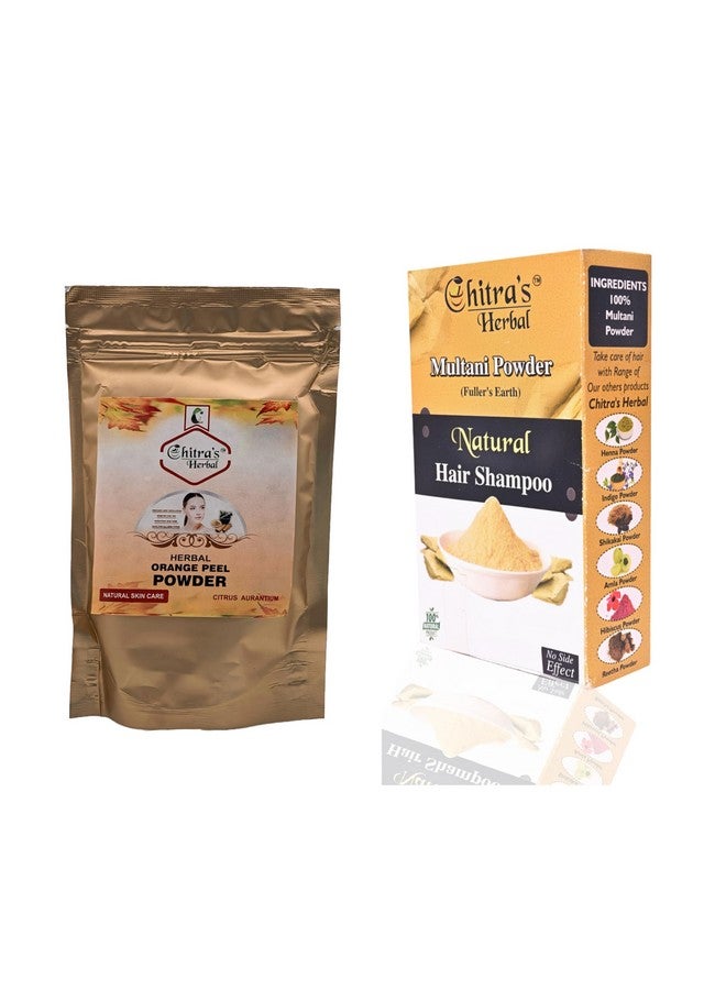 Chitra's Herbal مسحوق شيترا العشبي لبشرة متألقة للرجال والنساء (قشر البرتقال ومولتان ماتي) 200 جرام - Image 1