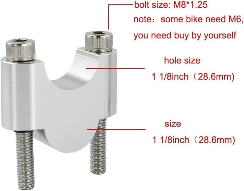 Black 20mm Motorcycle Handlebar Risers 1 1 8 Inch Universal Handlebar Clamp - Image 3