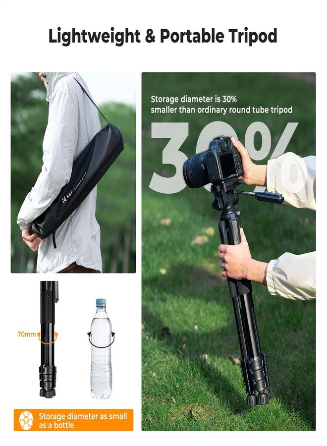 K&F CONCEPT Compact 68'' Lightweight Tripod for DSLR Camera, Canon, Nikon, Sony with 2-in-1 Phone/Tablet Holder, Travel Tripod with Bluetooth, Load Capacity 4kg - Image 3