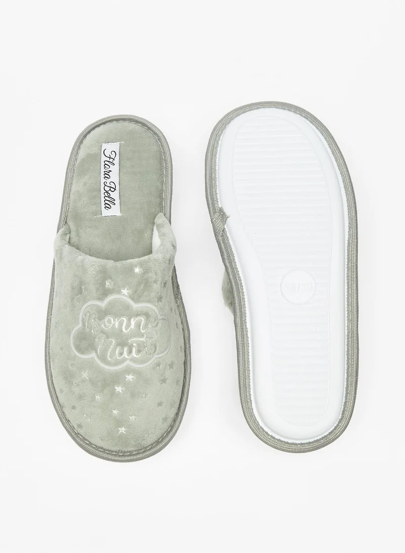 Flora Bella By Shoexpress Womens Textured Slip On Bedroom Slippers