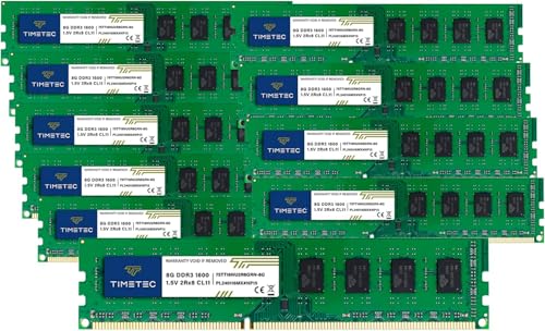 Timetec تيمتيك 80 جيجابايت كيت (10x8 جيجابايت) DDR3 1600 ميجاهرتز (DDR3-1600) PC3-12800 (PC3-12800U) غير ECC غير مخزن 1.5 فولت CL11 2Rx8 مزدوج الرتبة 240 دبوس UDIMM ذاكرة كمبيوتر سطح المكتب RAM (SDRAM) ترقية الوحدة - Image 1