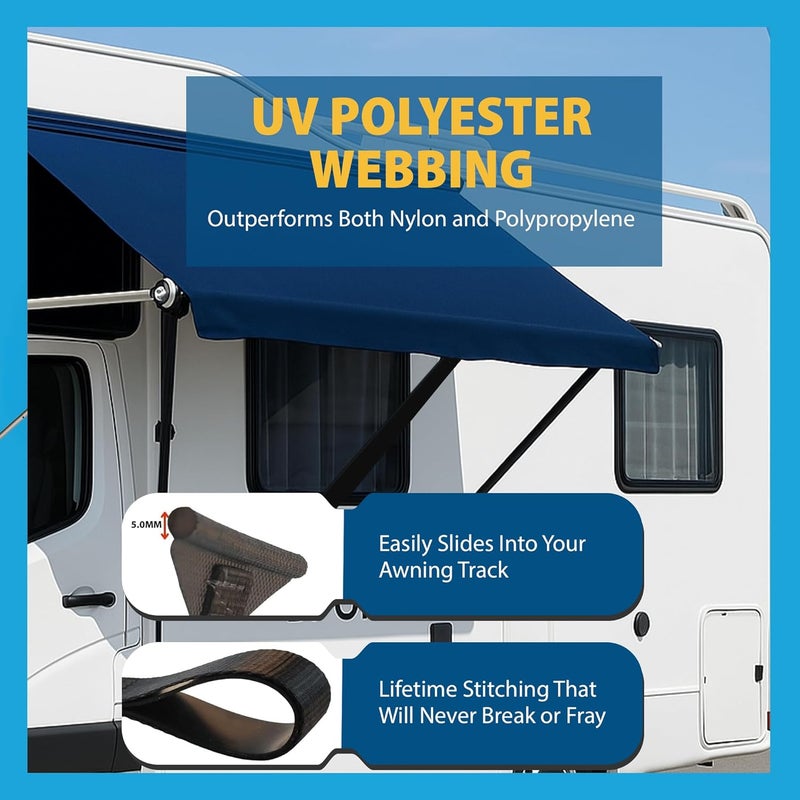 EZ-Xtend RV Camper Window Awning Pull Strap. Replacement Strap Made with UV Polyester Webbing, Lifetime Thread for Easy Operation RV Patio Window Awning. Sewn in USA (31") - Image 5