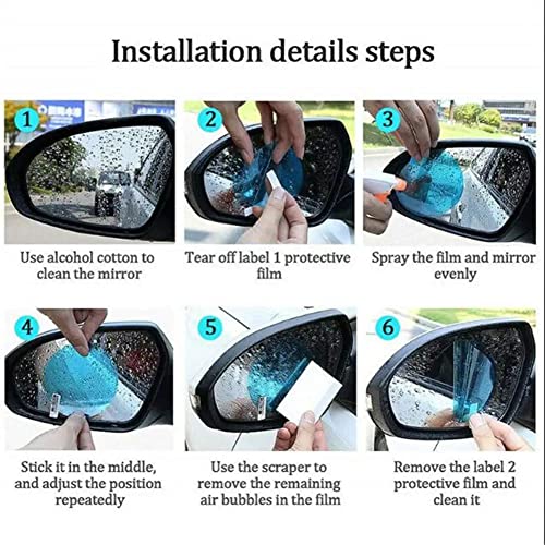 Bowiemall 2 Pcs Car Rearview Mirror Film Rainproof Waterproof Mirror Film Anti Fog Nano Coating Car Film for Car Mirrors - Image 5