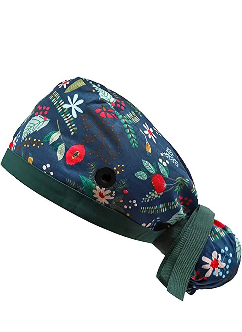 SYOSI - Home Working Cap with Buttons and Sweatband Adjustable Ribbon Tie Ponytail Hats for Women, Long Hair Head Covers Hair Caps - Image 1