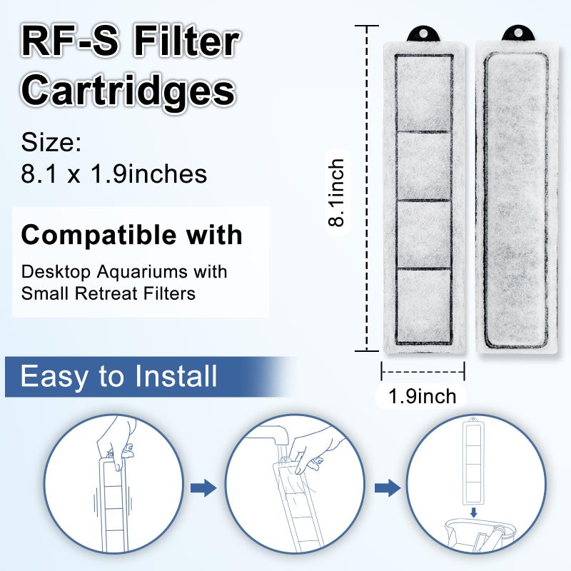 driamor 6 Pack RF-S Filter Cartridges Compatible with Retreat RF-S Filter, Aquarium Filter Cartridges Refill for Desktop Aquariums with Small Retreat Filters - Image 2