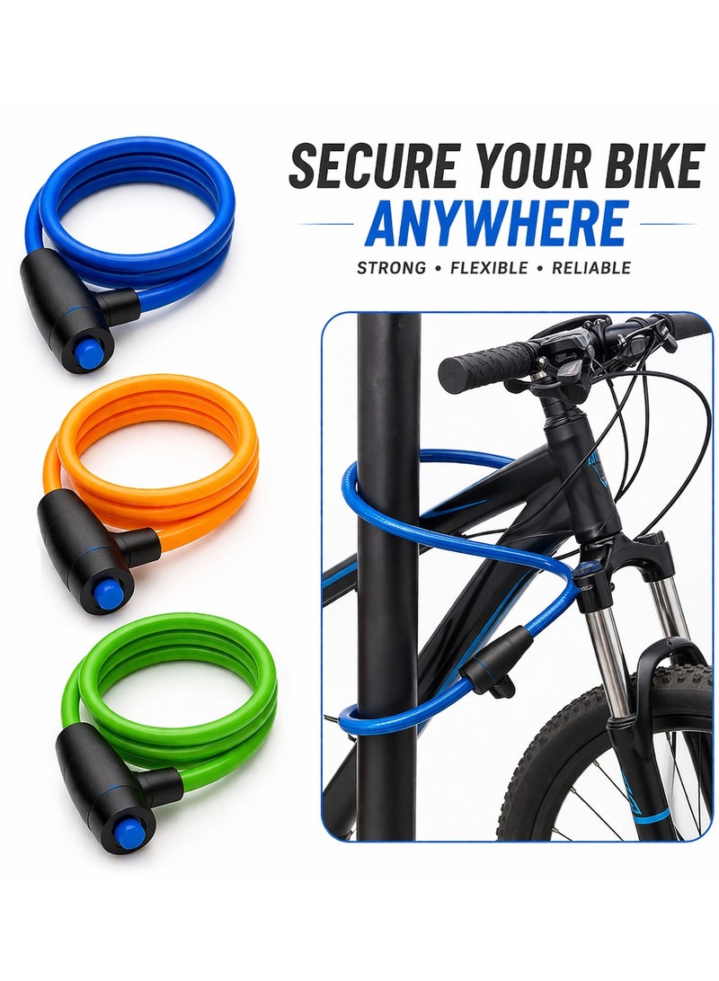 JIHAM Flexible Bike Lock Cable Portable Bicycle Security Lock Anti Theft Cable Lock for Bicycle Motorcycle Helmet Luggage Stroller Durable Steel Wire Lock Lightweight Travel Friendly Multi Purpose Safety Lock - Multicolour - Image 1