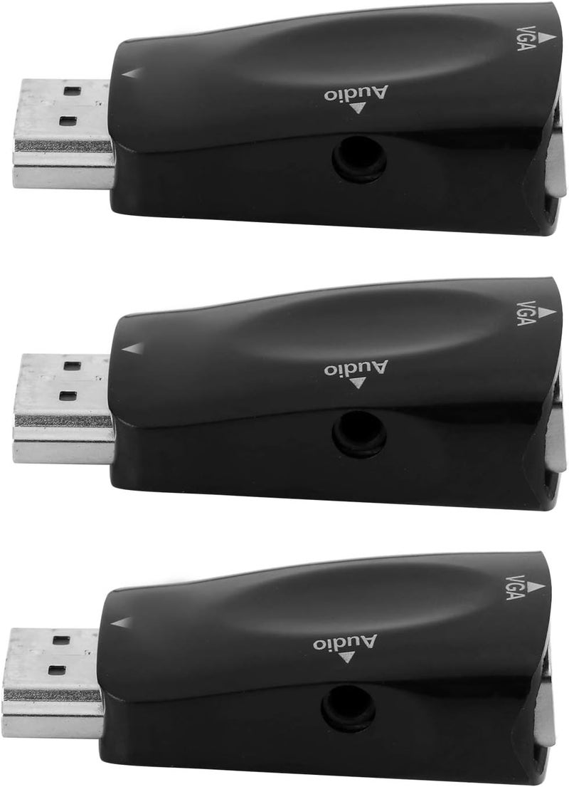محول HDMI من ذكر إلى أنثى، 3 مجموعات من محولات HDMI إلى VGA مع كابل صوتي، محول فيديو 1080P لأجهزة الكمبيوتر واللابتوب والتلفزيونات، توصيل سريع وسهل (Plug and Play)، من الرقمي إلى التناظري - Image 4